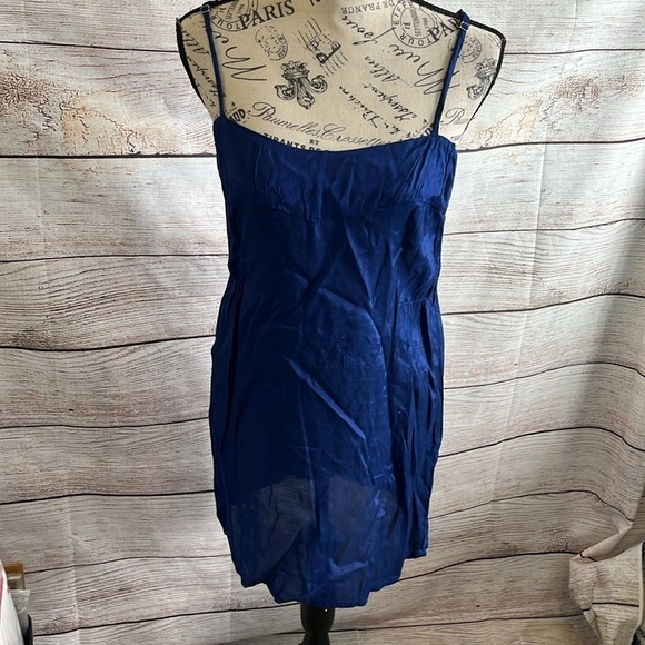 Yoana  Baraschi Blue Lace Dress Sheath Arabesque Short Sleeves Size 4 - Picture 8 of 11